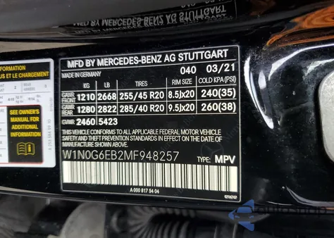 2021 Mercedes-Benz Glc 43 4Matic Amg from USA, damaged, VIN W1N0G6EB2MF948257